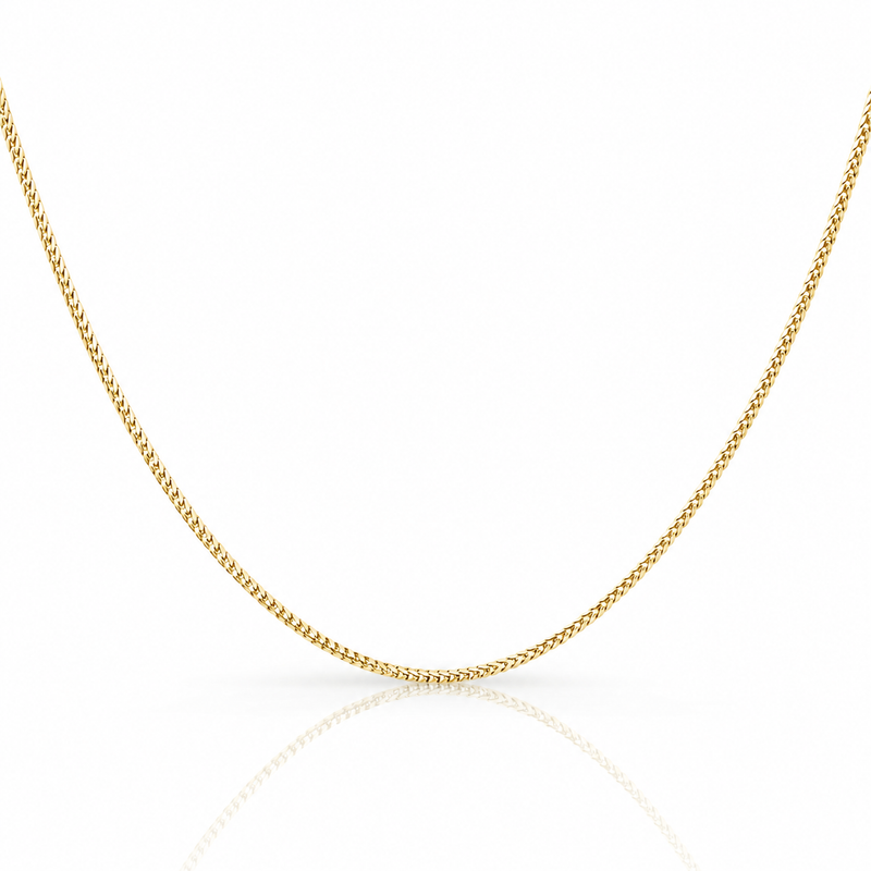 1mm Franco chain in 925 sterling silver, gold plated, made in Italy