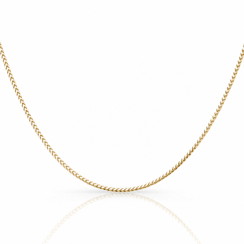 2mm Franco chain in 925 sterling silver, gold plated, made in Italy