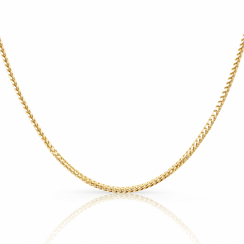 2.5mm Franco chain in 925 sterling silver, gold plated, made in Italy