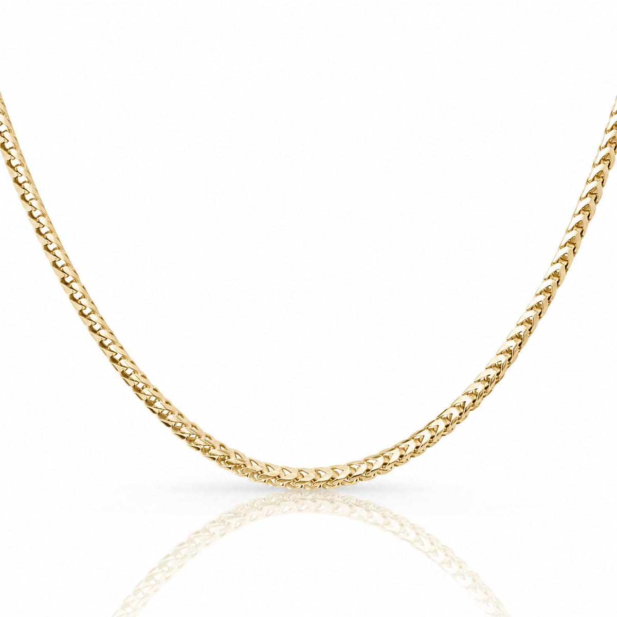 3mm Franco chain in 925 sterling silver, gold plated, made in Italy