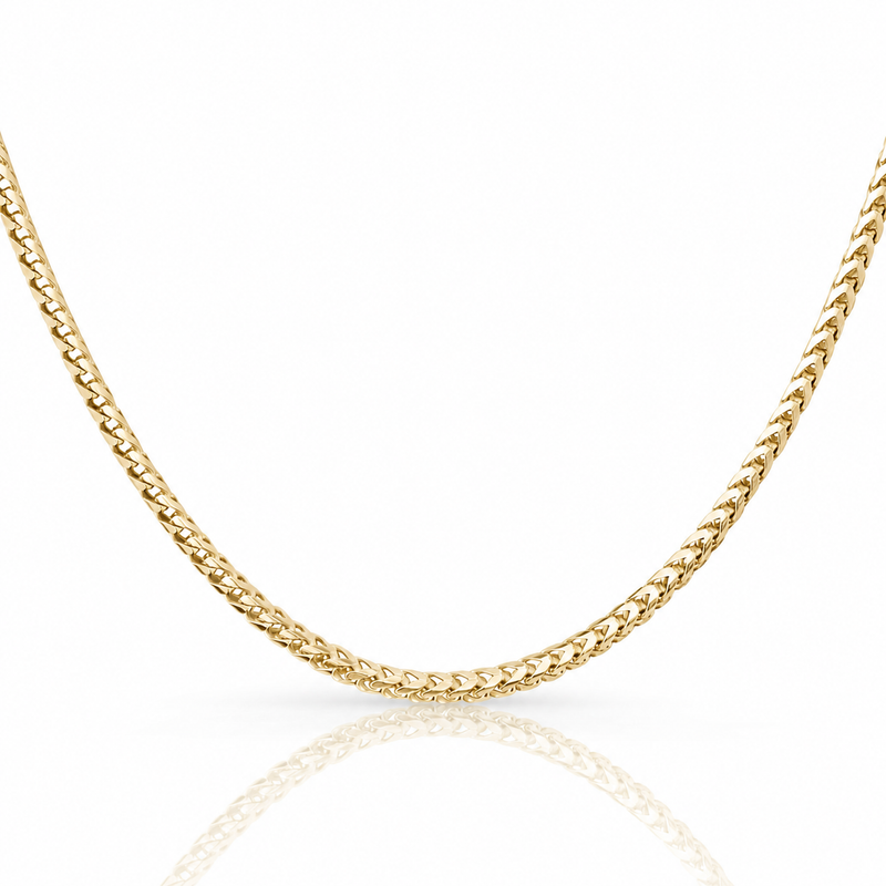 3mm Franco chain in 925 sterling silver, gold plated, made in Italy
