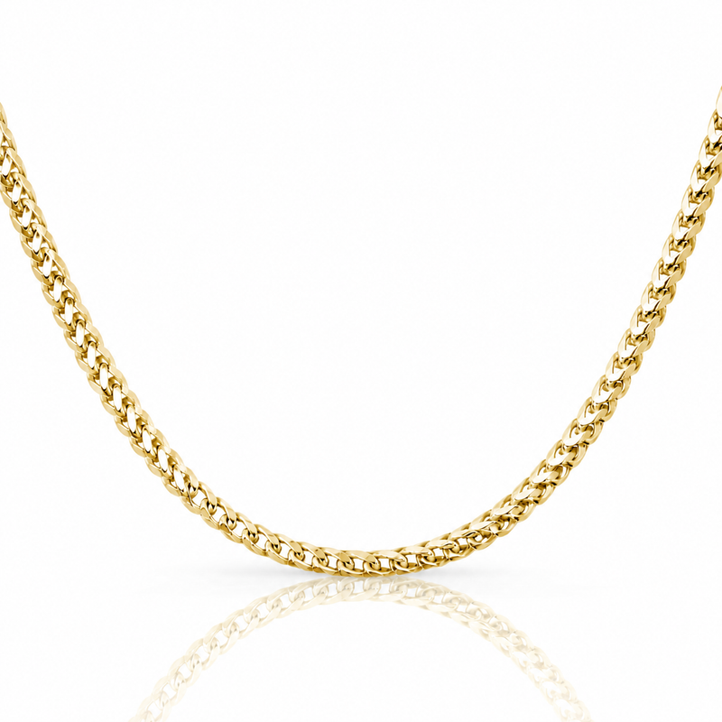 3.5mm Franco chain in 925 sterling silver, gold plated, made in Italy