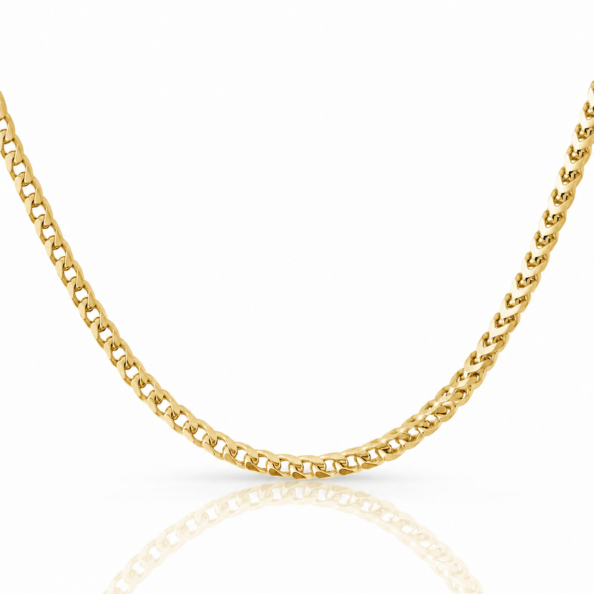 4mm Franco chain in 925 sterling silver, gold plated, made in Italy
