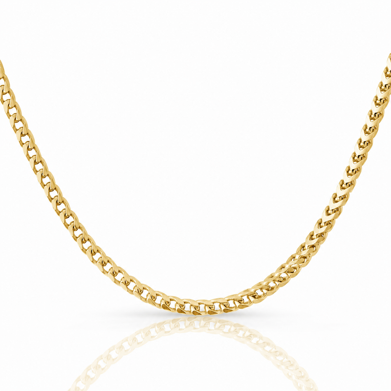 4mm Franco chain in 925 sterling silver, gold plated, made in Italy