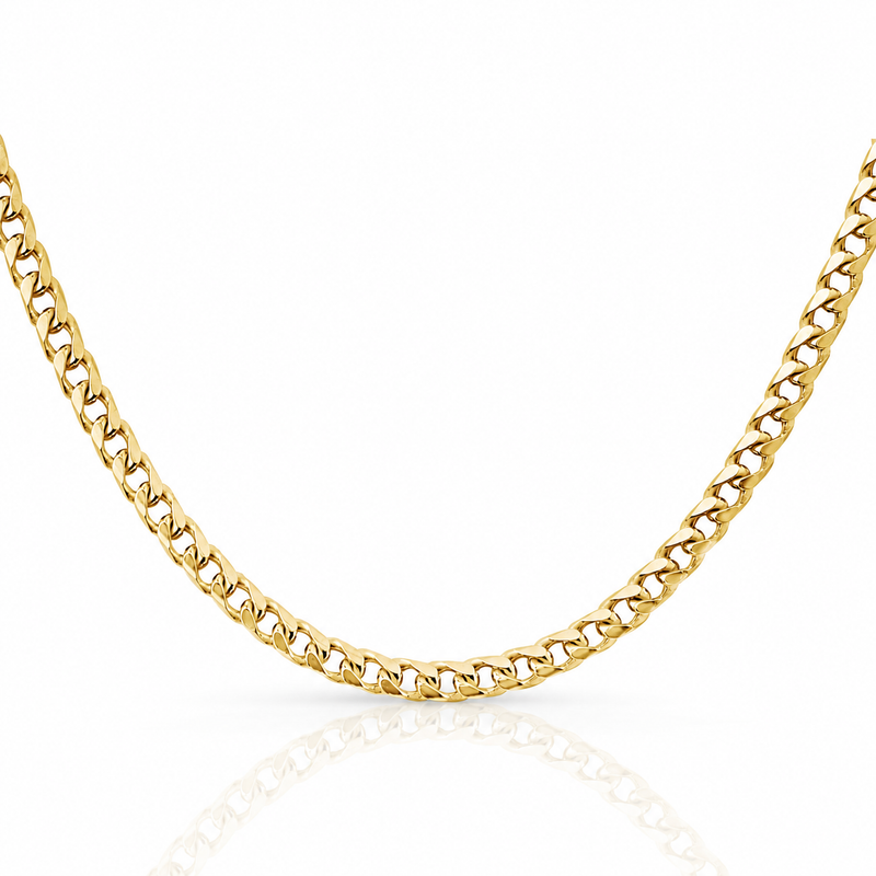 5mm Franco chain in 925 sterling silver, gold plated, made in Italy