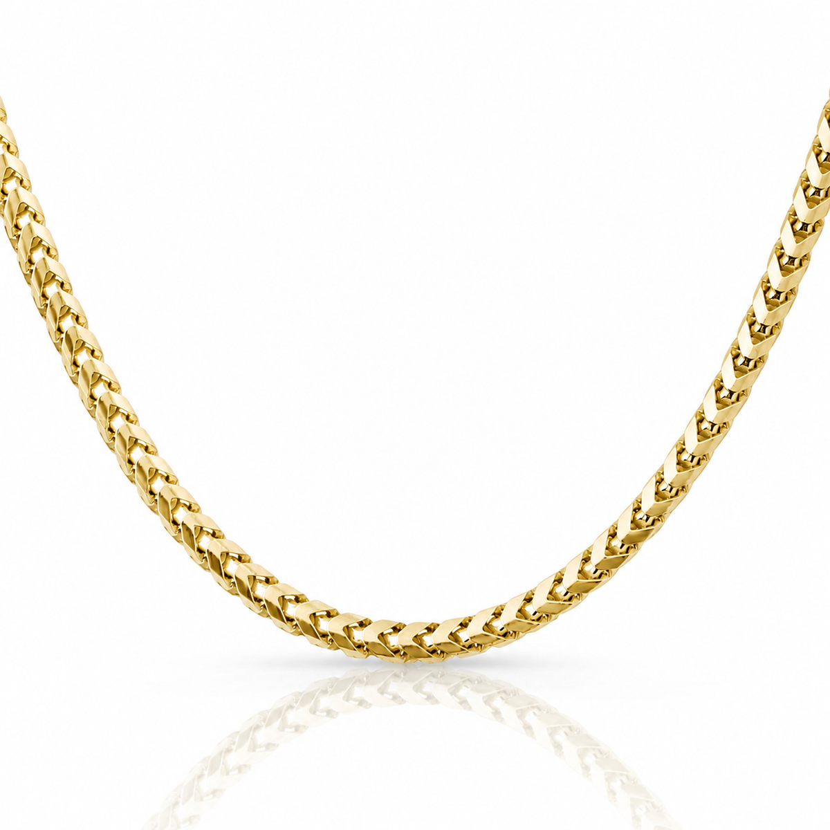 5.5mm Franco chain in 925 sterling silver, gold plated, made in Italy