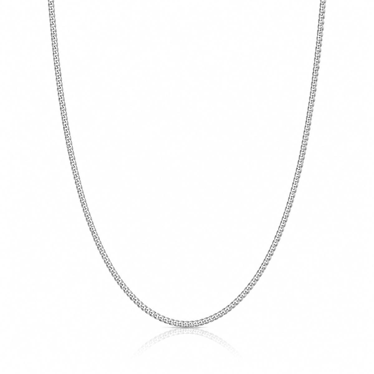 2mm Miami Cuban chain in 925 sterling silver, rhodium plated, made in Italy