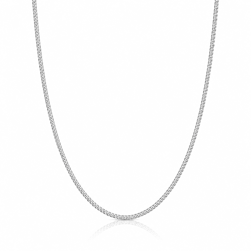 2mm Miami Cuban chain in 925 sterling silver, rhodium plated, made in Italy