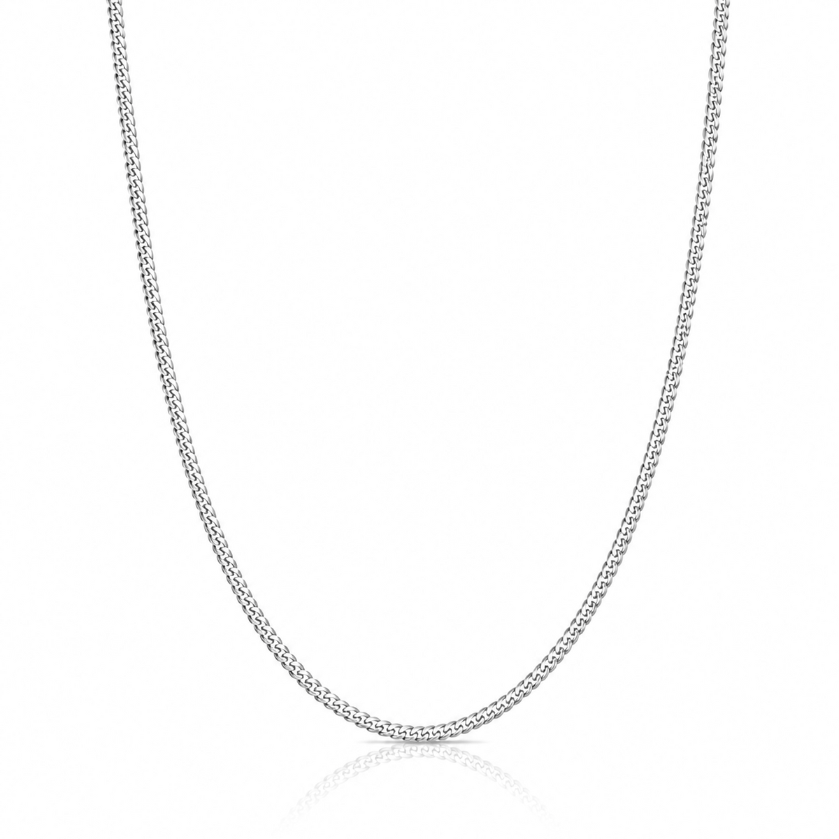 2.5mm Miami Cuban chain in 925 sterling silver, rhodium plated, made in Italy