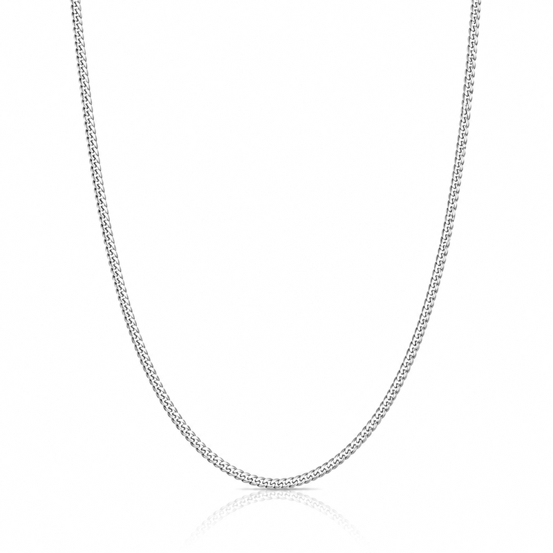 2.5mm Miami Cuban chain in 925 sterling silver, rhodium plated, made in Italy