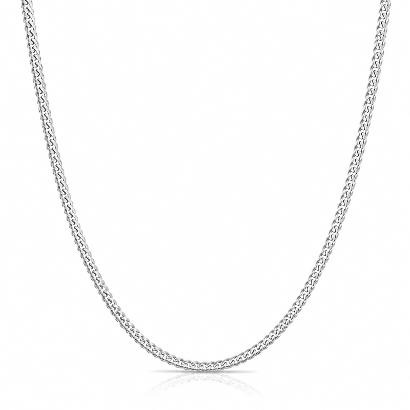3mm Miami Cuban chain in 925 sterling silver, rhodium plated, made in Italy