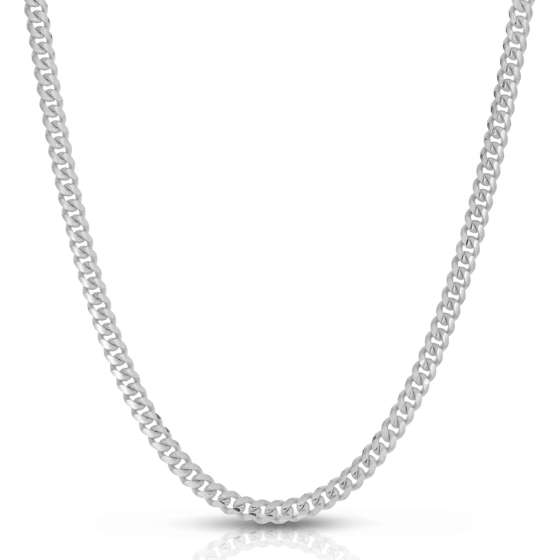 5mm Miami Cuban chain in 925 sterling silver, rhodium plated, made in Italy