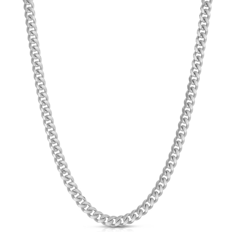 6mm Miami Cuban chain in 925 sterling silver, rhodium plated, made in Italy