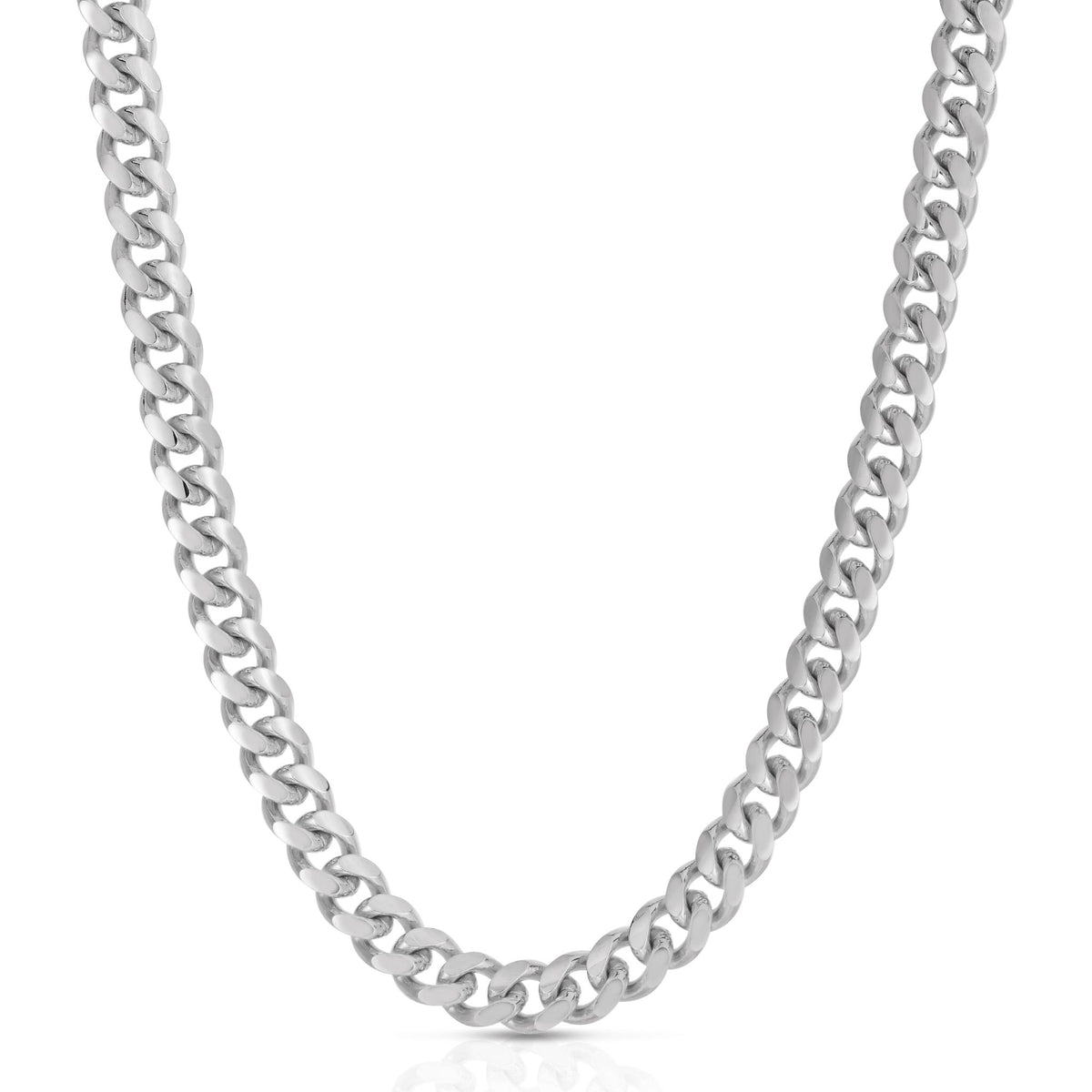 8.5mm Miami Cuban chain in 925 sterling silver, rhodium plated, made in Italy