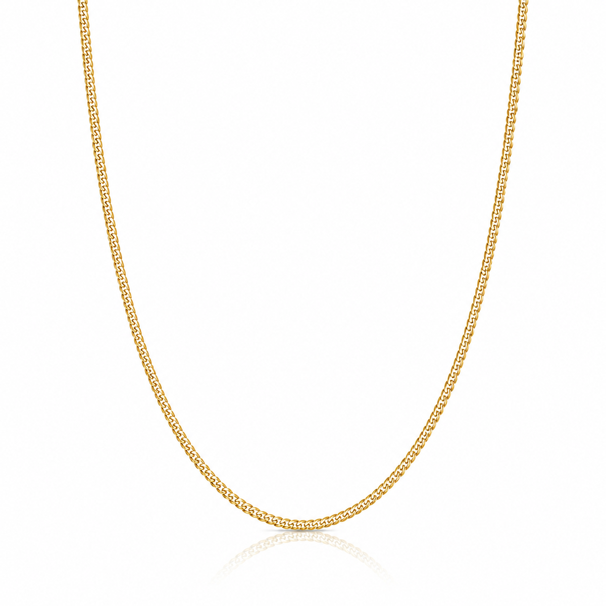 2mm Miami Cuban chain in 925 sterling silver, gold plated, made in Italy