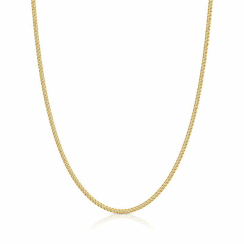 2mm Miami Cuban chain in 925 sterling silver, gold plated, made in Italy