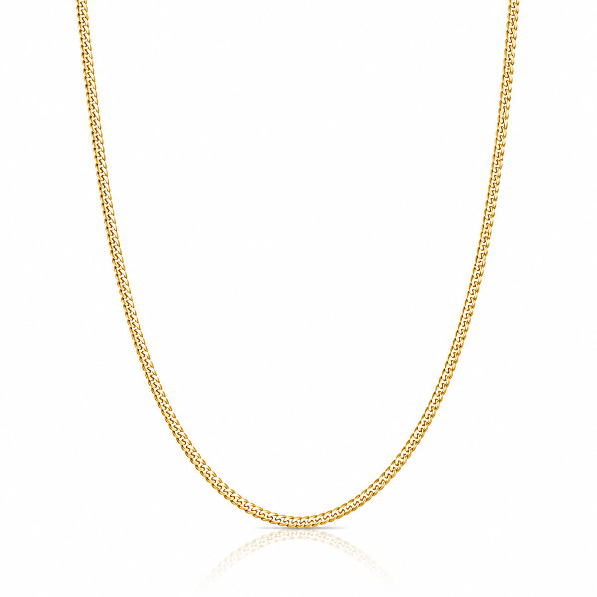 2.5mm Miami Cuban chain in 925 sterling silver, gold plated, made in Italy
