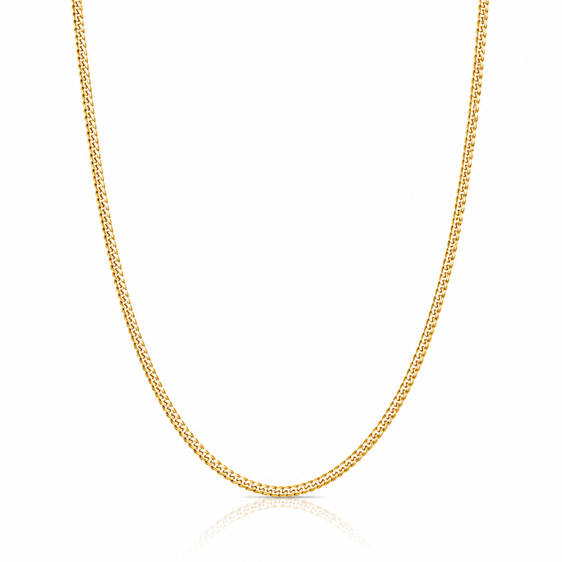 2.5mm Miami Cuban chain in 925 sterling silver, gold plated, made in Italy