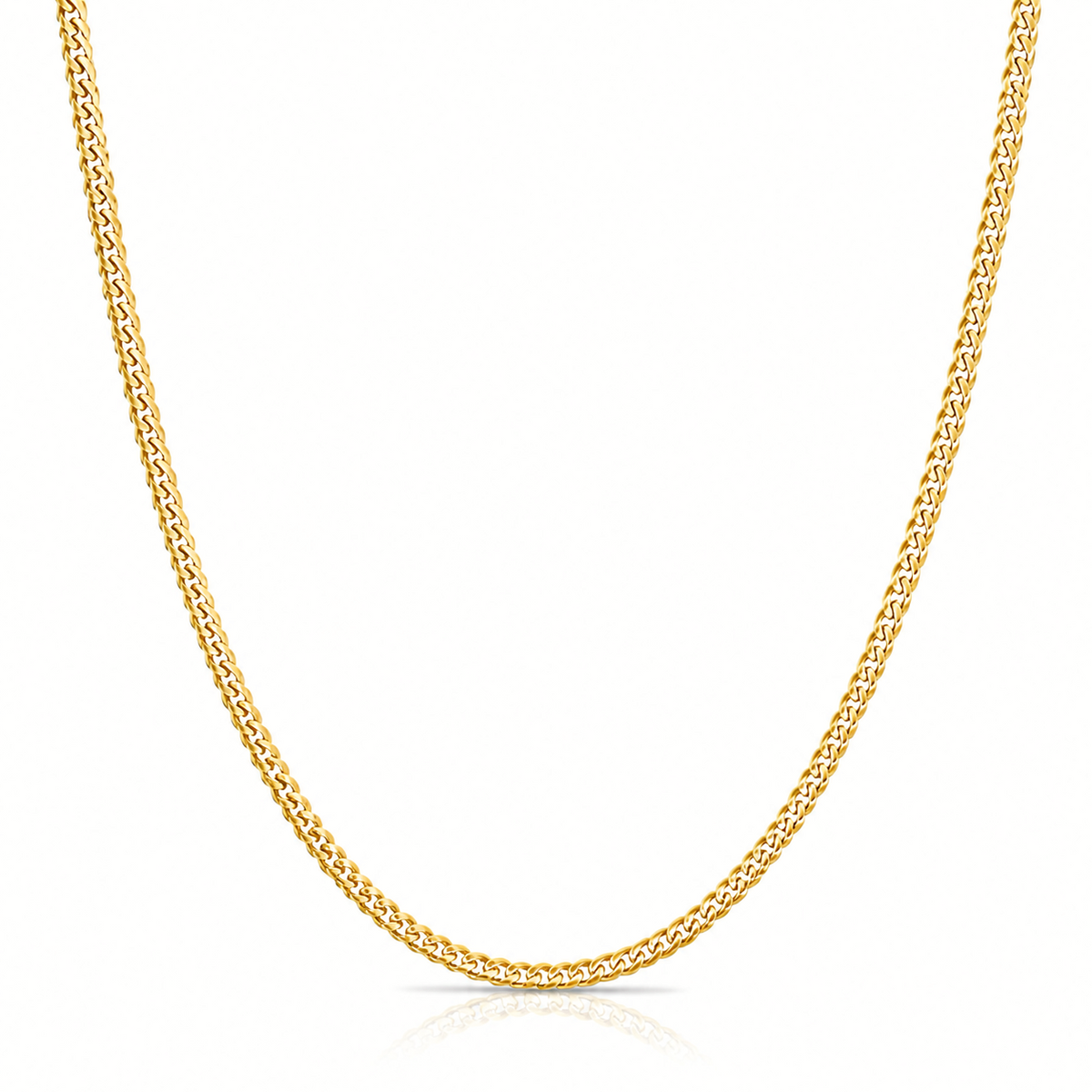 3mm Miami Cuban chain in 925 sterling silver, gold plated, made in Italy