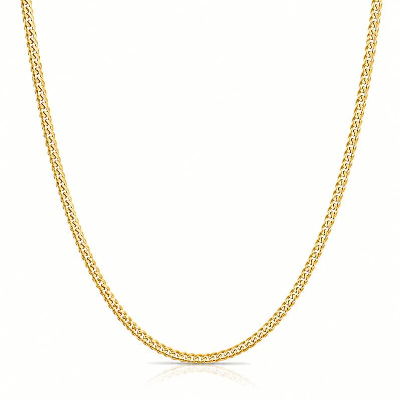 3mm Miami Cuban chain in 925 sterling silver, gold plated, made in Italy