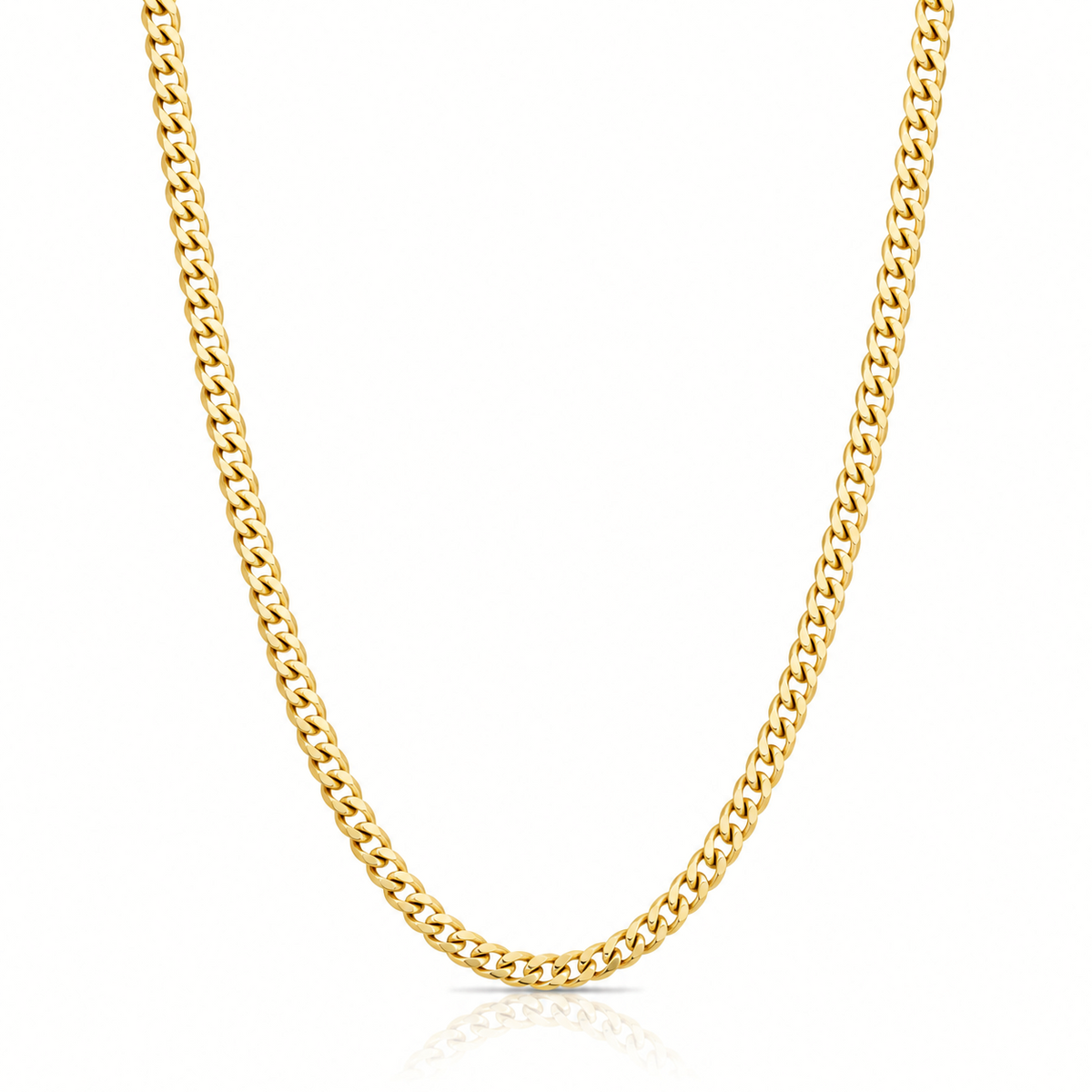 4mm Miami Cuban chain in 925 sterling silver, gold plated, made in Italy
