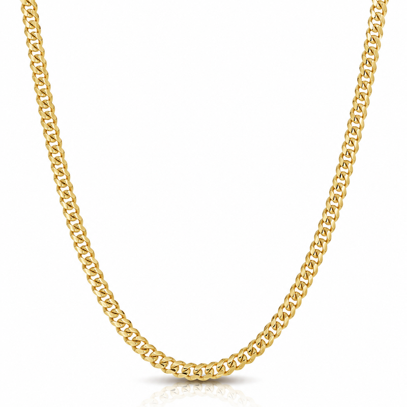 5mm Miami Cuban chain in 925 sterling silver, gold plated, made in Italy