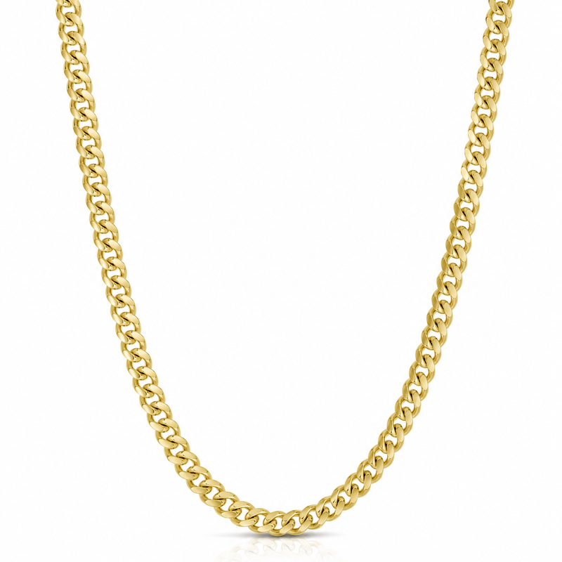 6mm Miami Cuban chain in 925 sterling silver, gold plated, made in Italy