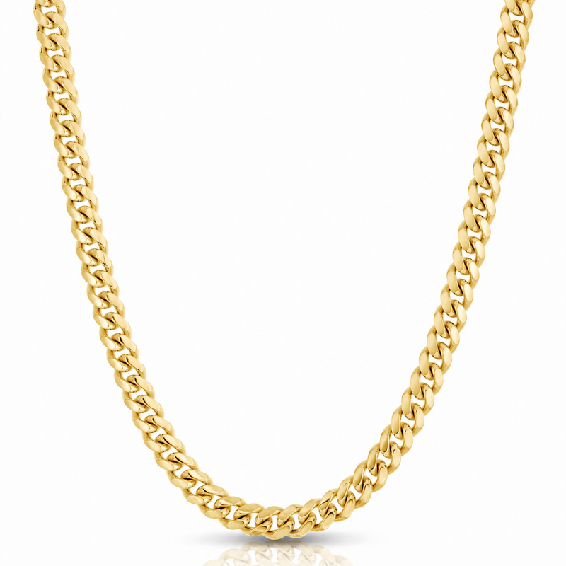 7mm Miami Cuban chain in 925 sterling silver, gold plated, made in Italy