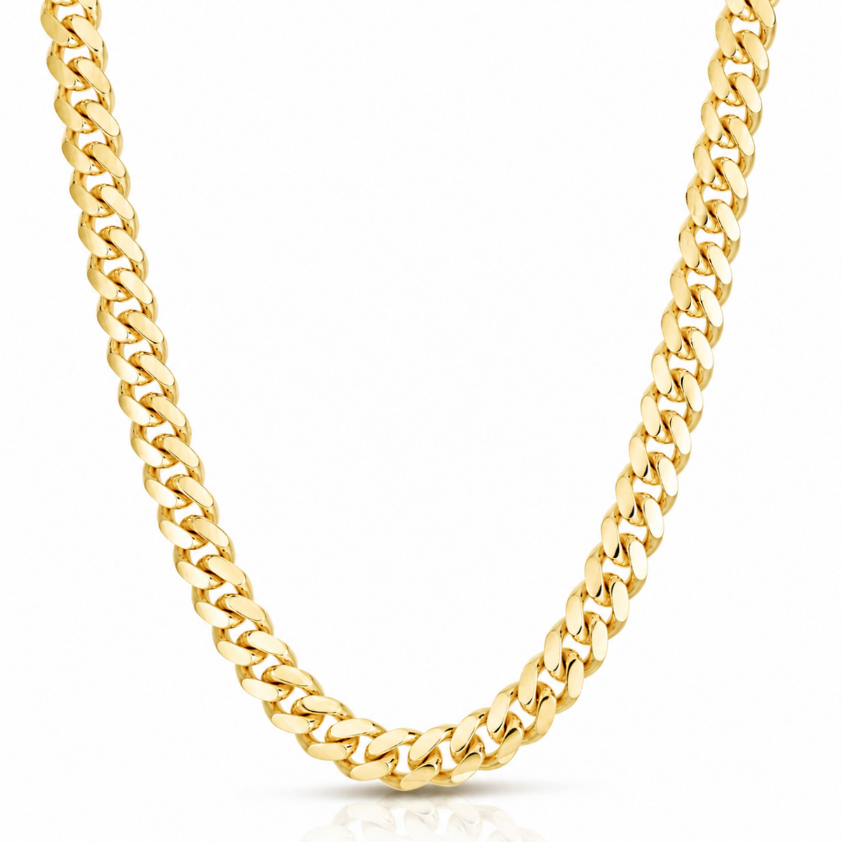 10mm Miami Cuban chain in 925 sterling silver, gold plated, made in Italy