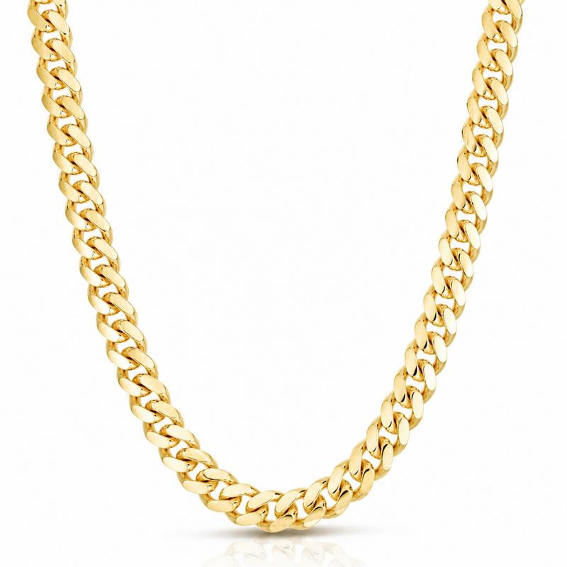 10mm Miami Cuban chain in 925 sterling silver, gold plated, made in Italy