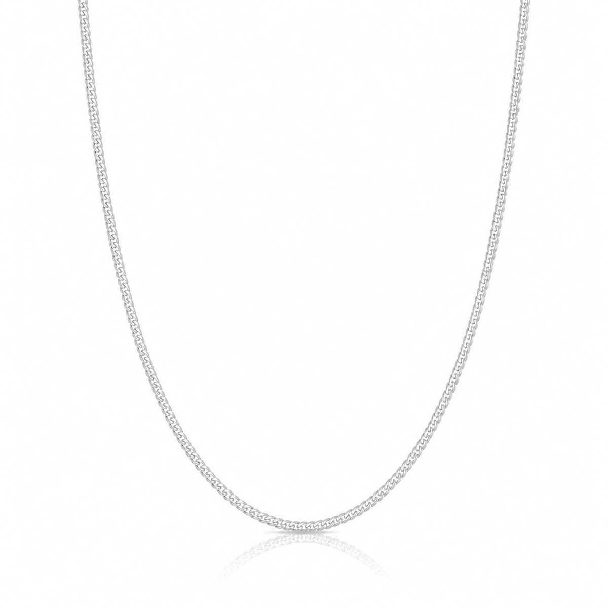 2mm Miami Cuban chain in 925 sterling silver, polished finish, made in Italy