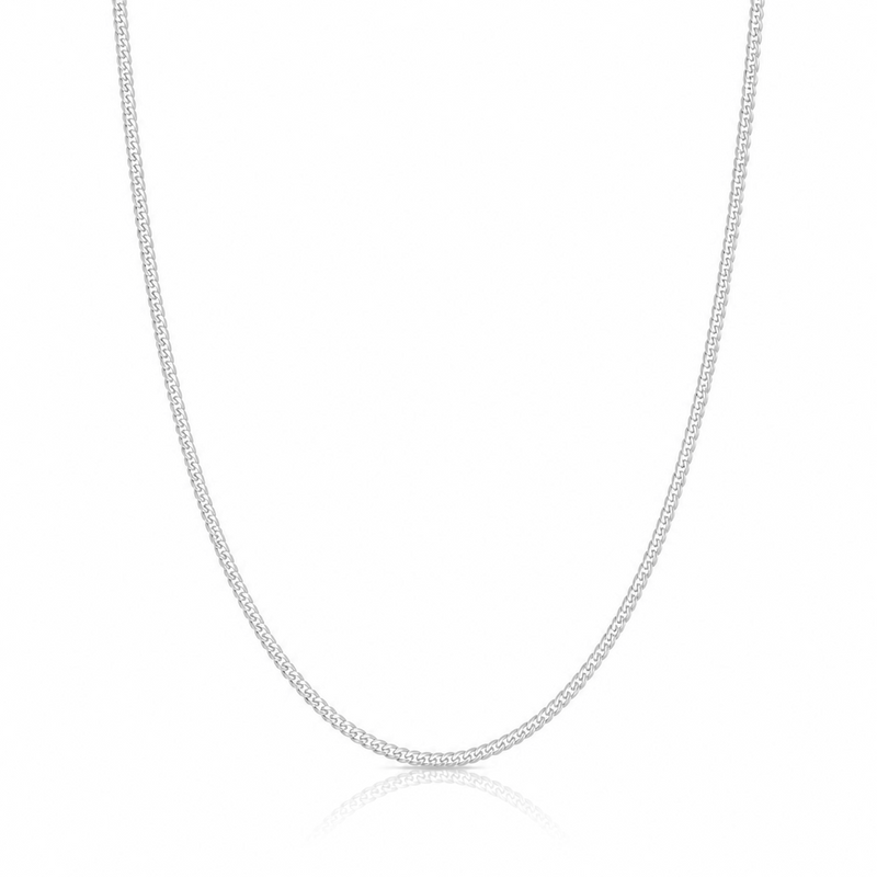 2mm Miami Cuban chain in 925 sterling silver, polished finish, made in Italy