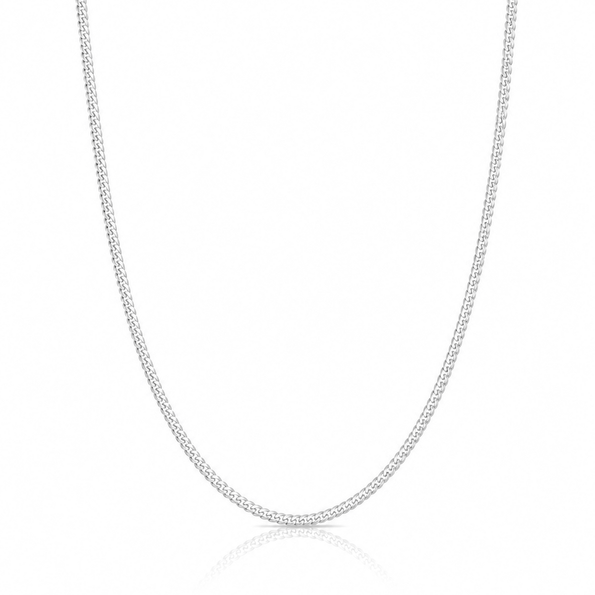 2.5mm Miami Cuban chain in 925 sterling silver, polished finish, made in Italy