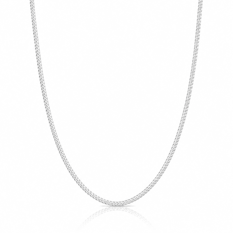 2.5mm Miami Cuban chain in 925 sterling silver, polished finish, made in Italy