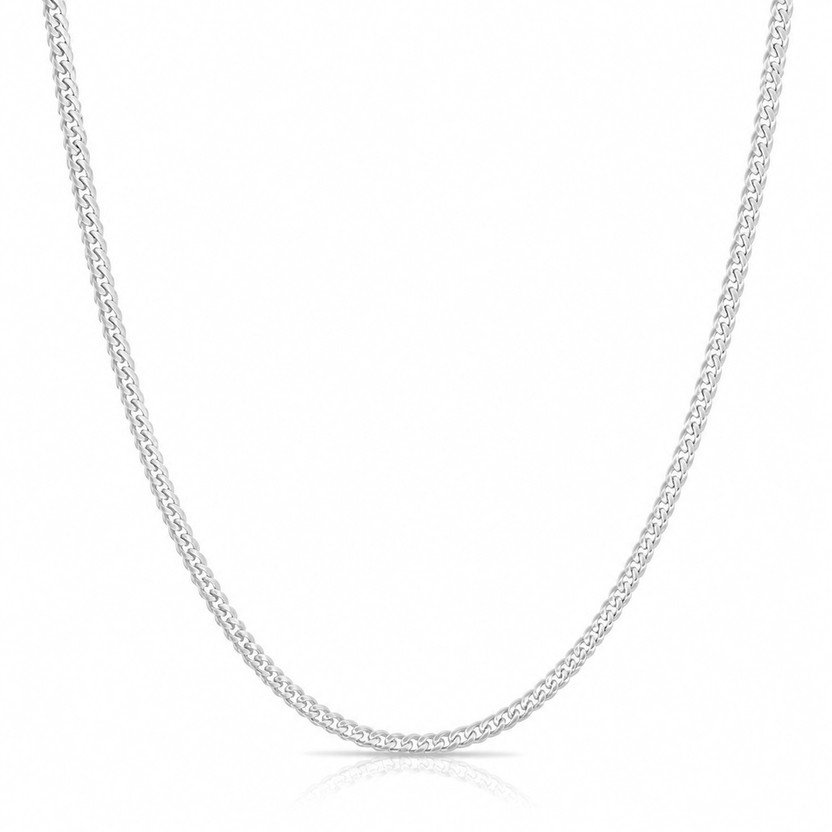 3mm Miami Cuban chain in 925 sterling silver, polished finish, made in Italy