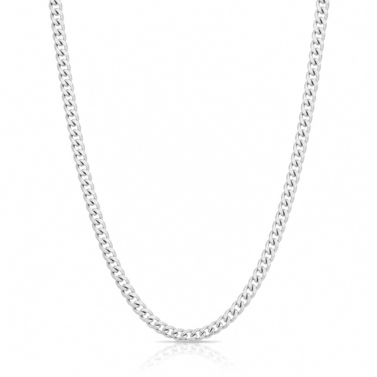 4mm Miami Cuban chain in 925 sterling silver, polished finish, made in Italy