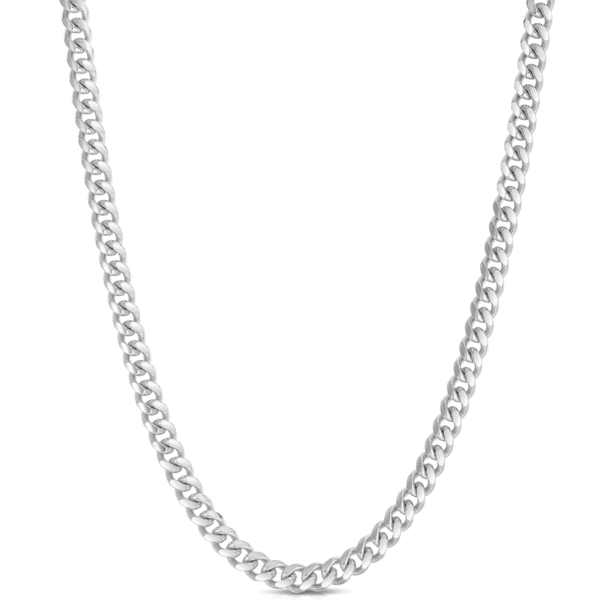 6mm Miami Cuban chain in 925 sterling silver, polished finish, made in Italy