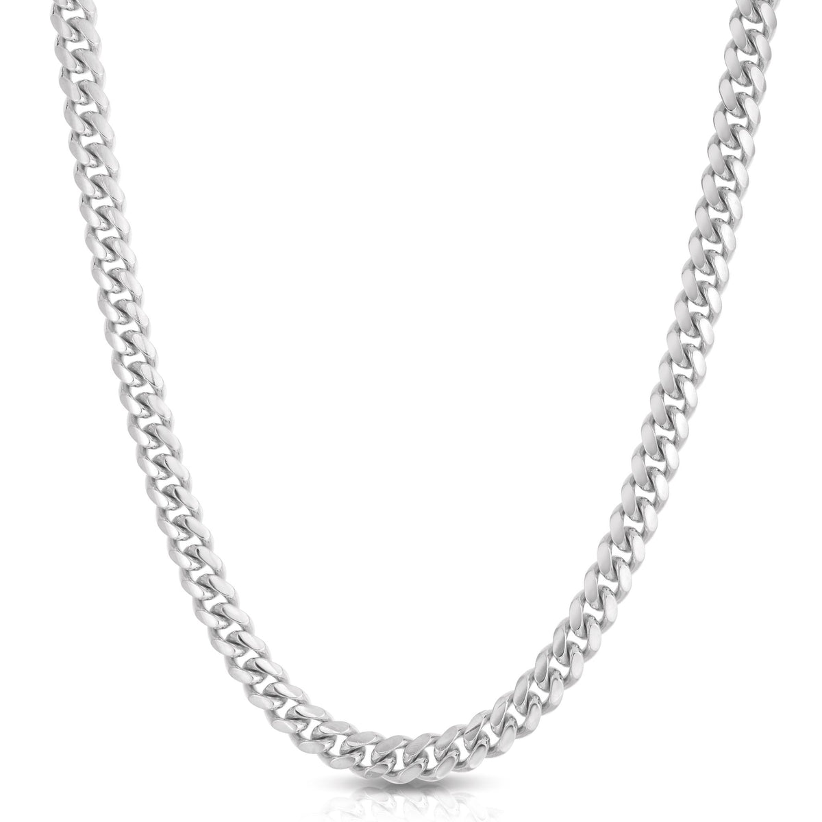 7mm Miami Cuban chain in 925 sterling silver, polished finish, made in Italy