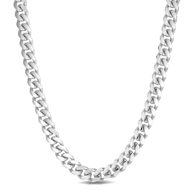 10mm Miami Cuban chain in 925 sterling silver, polished finish, made in Italy