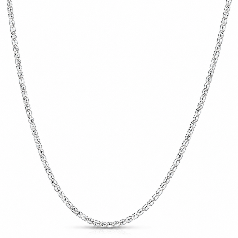 3mm ice chain in 925 sterling silver, rhodium plated, made in Italy