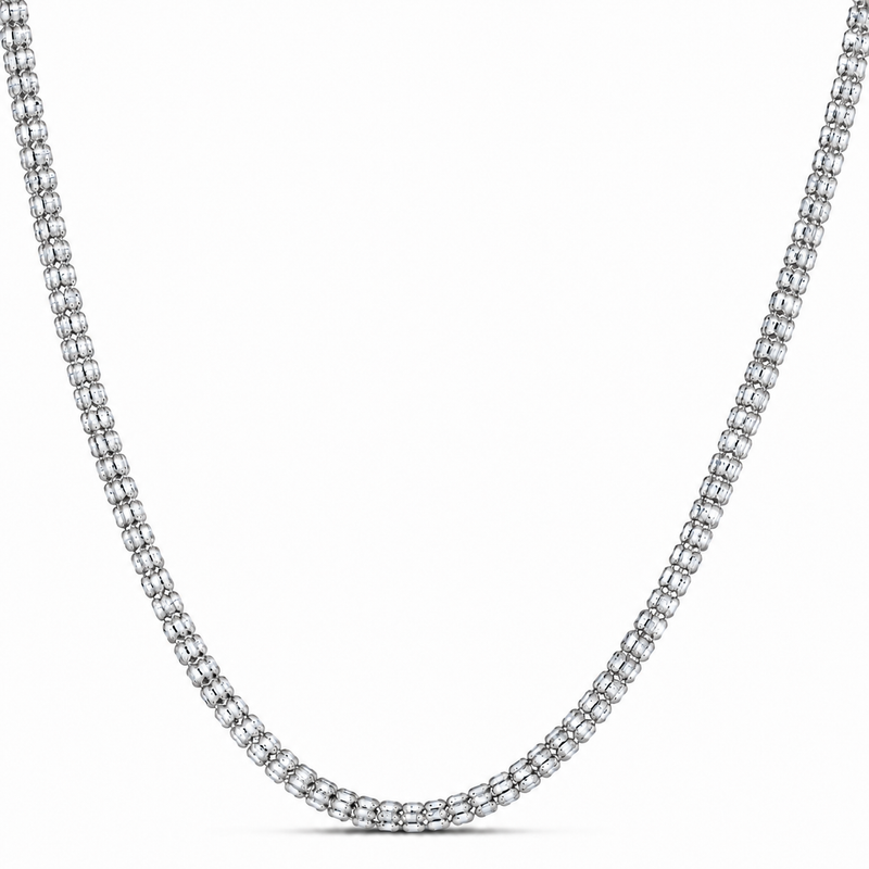 4.3mm ice chain in 925 sterling silver, rhodium plated, made in Italy