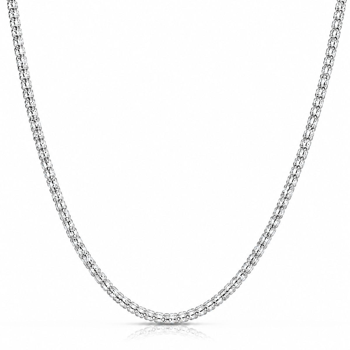 3.8mm ice chain in 925 sterling silver, rhodium plated, made in Italy