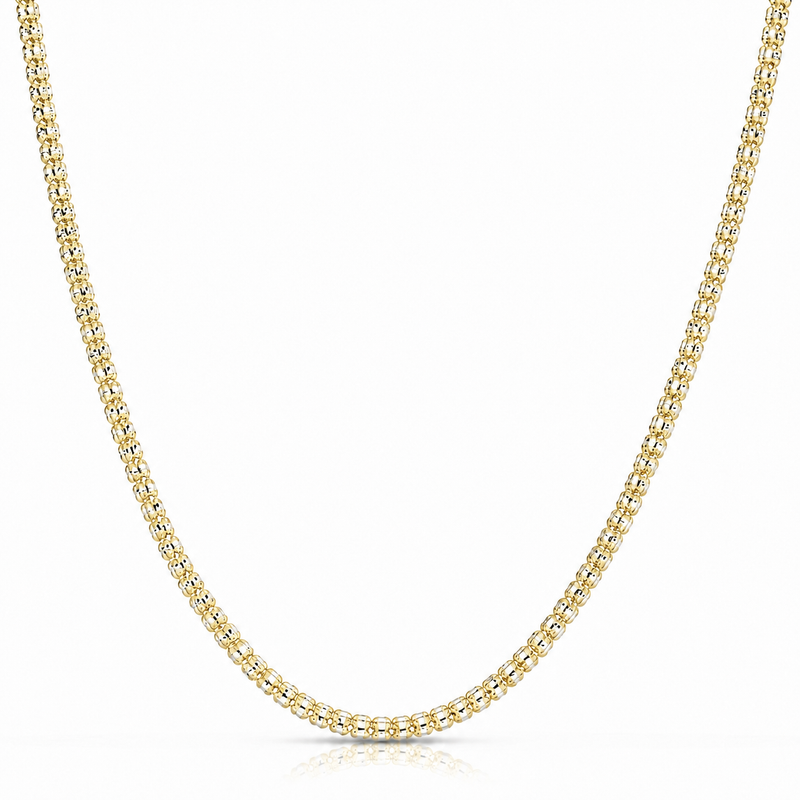 3.8mm ice chain in 925 sterling silver, gold plated, made in Italy