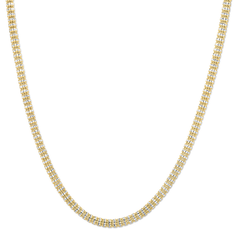 5mm ice chain in 925 sterling silver, gold plated, made in Italy
