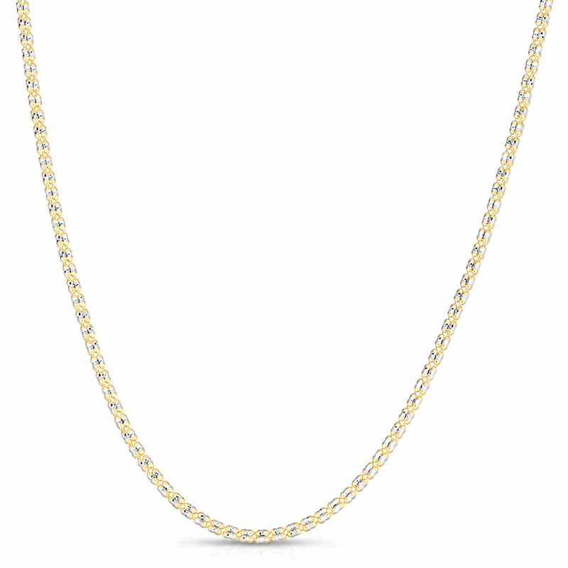 3mm ice chain in 925 sterling silver, gold plated, made in Italy