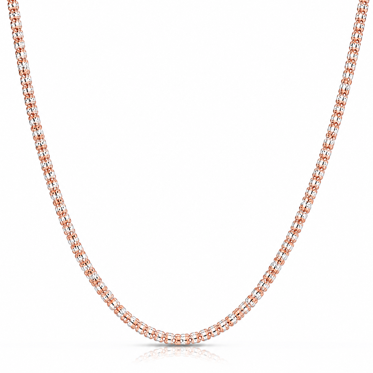 3.8mm ice chain in 925 sterling silver, rose gold plated, made in Italy