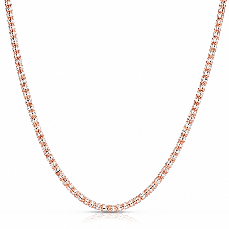 3.8mm ice chain in 925 sterling silver, rose gold plated, made in Italy
