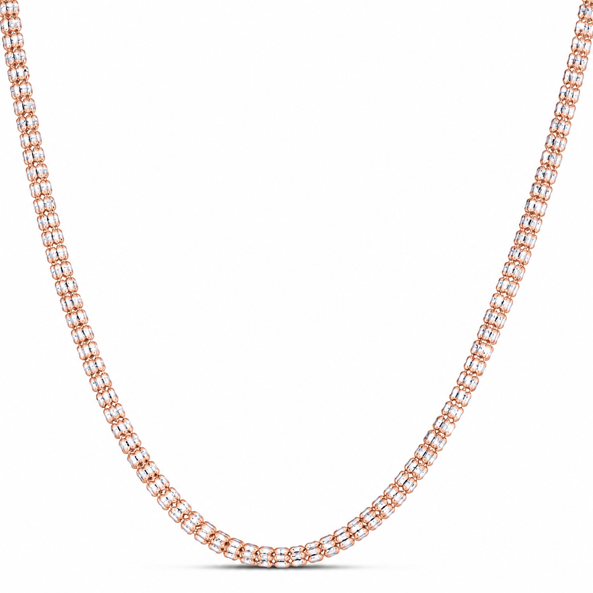 4.3mm ice chain in 925 sterling silver, rose gold plated, made in Italy