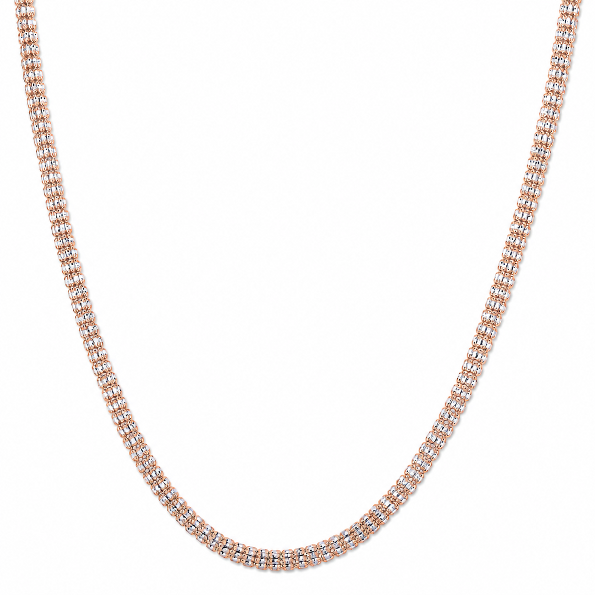 5mm ice chain in 925 sterling silver, rose gold plated, made in Italy