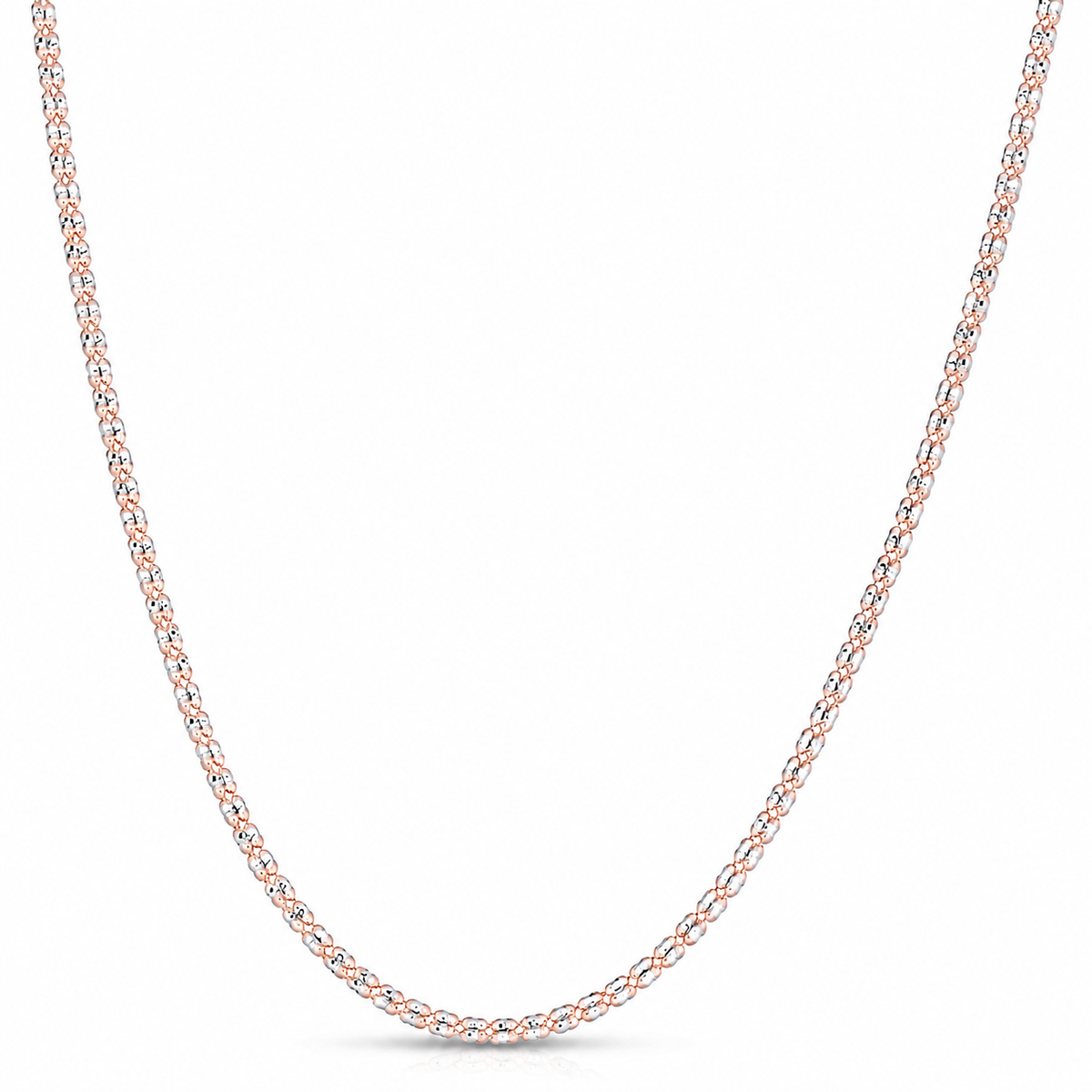3mm ice chain in 925 sterling silver, rose gold plated, made in Italy